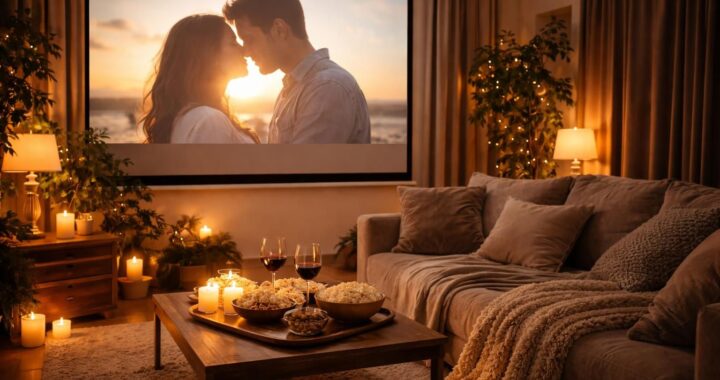 Écran de projection : transformer un salon en date cinéma romantique