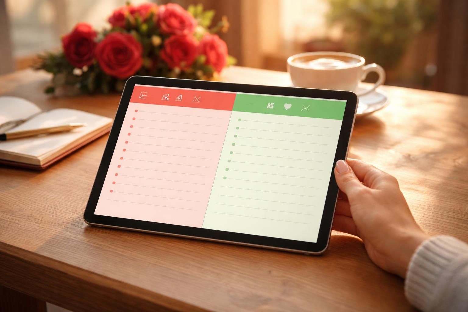 Red flags & green flags : les noter après un date sur tablette tactile