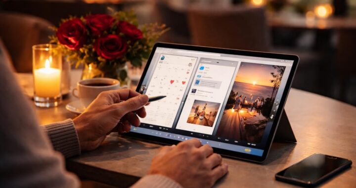 Surprise romantique : planifier discrètement sur tablette tactile Microsoft Surface